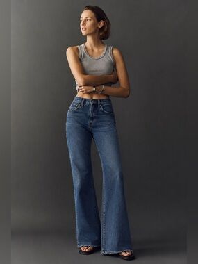 Pistola Anthropologie Classic High Waist Wide Leg Jeans bootcut model off duty